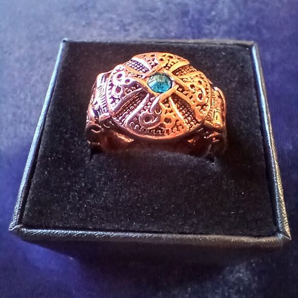 Copper Celtic Blue Gem Unisex Ring size 10 new old stock fashion jewelry - Picture 14 of 16